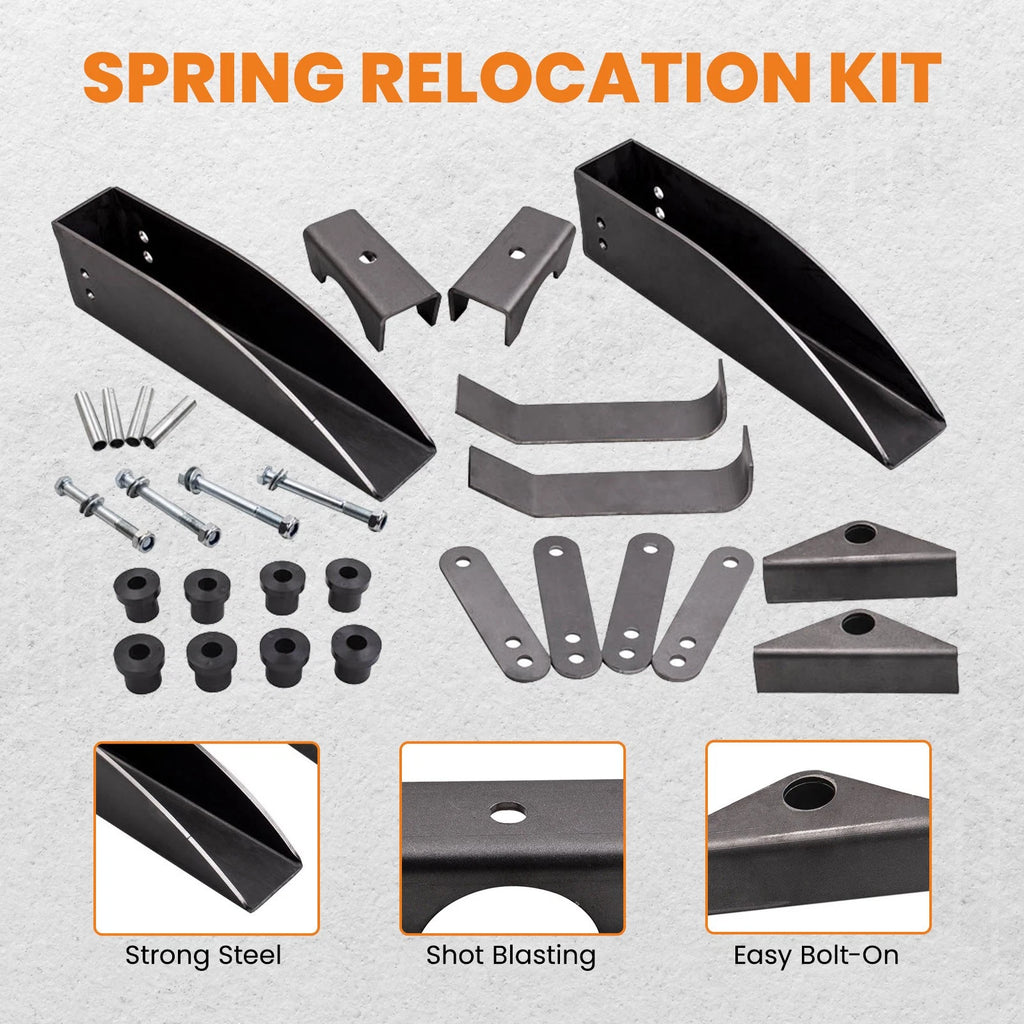 Rear Leaf Spring Relocation Bracket Kit for Chevy Belair 210 150 (1955–1957)