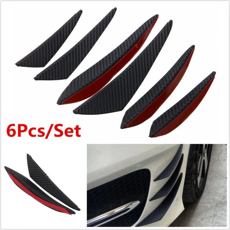 6pc Front Bumper Fin Splitter Spoiler Wing Lip for Universal Fit (2010–2023)