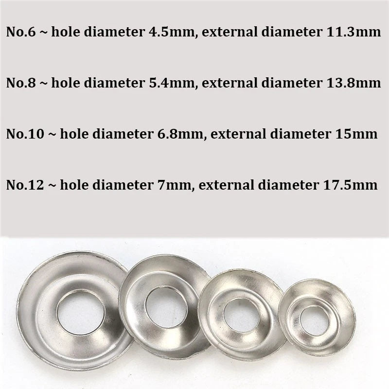 Countersunk Finishing Washers Set of 12.7 x 6.8 x 2.5cm Stainless Steel