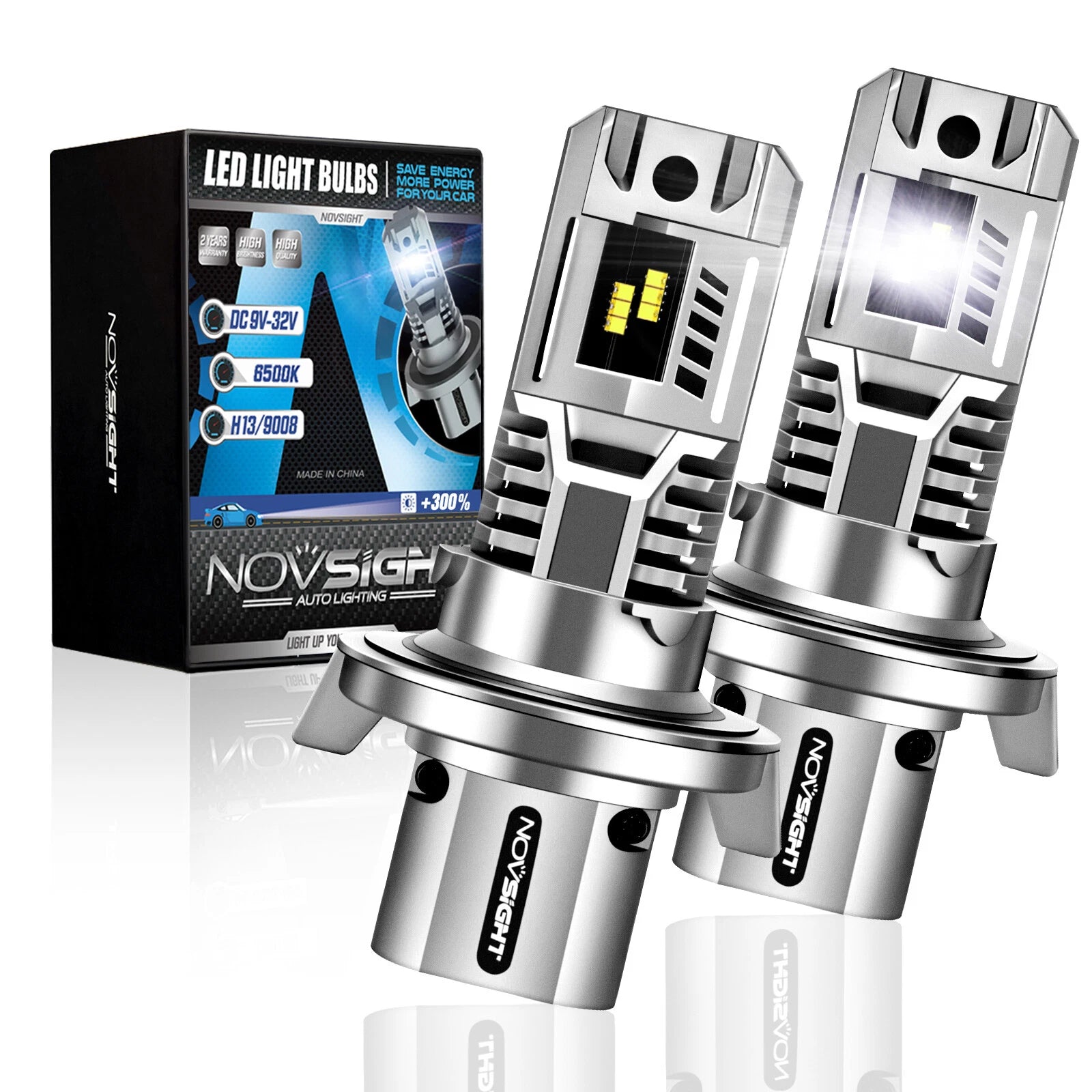 2X H13 9008 LED Headlight Bulbs for