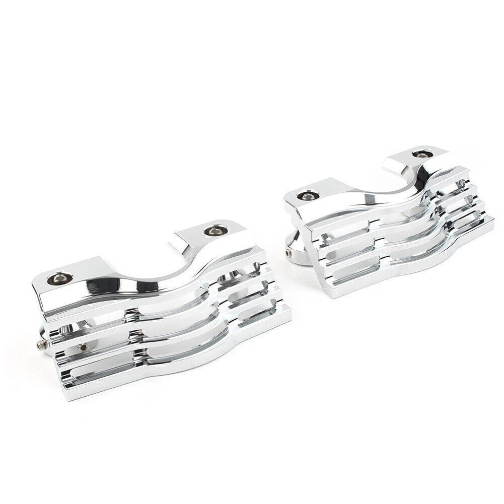 Finned Slotted Head Bolt Spark Plug Covers for Harley Touring (Chrome)