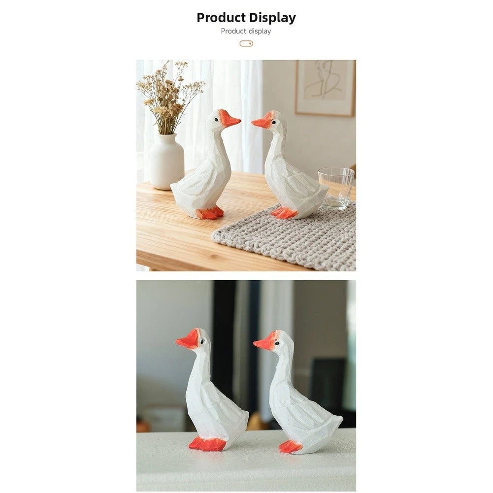 Handmade White Resin Goose Statue for Home Decor Display