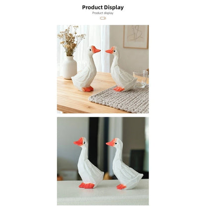 Handmade White Resin Goose Statue for Home Decor Display