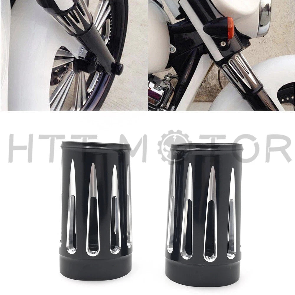 2X Black Fork Boot Set for Harley Street Glide (2014–2023)
