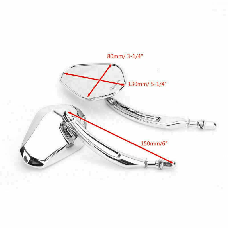 Chrome Classic Long Stem Motorcycle Mirrors for Cruiser Dyna (T9)