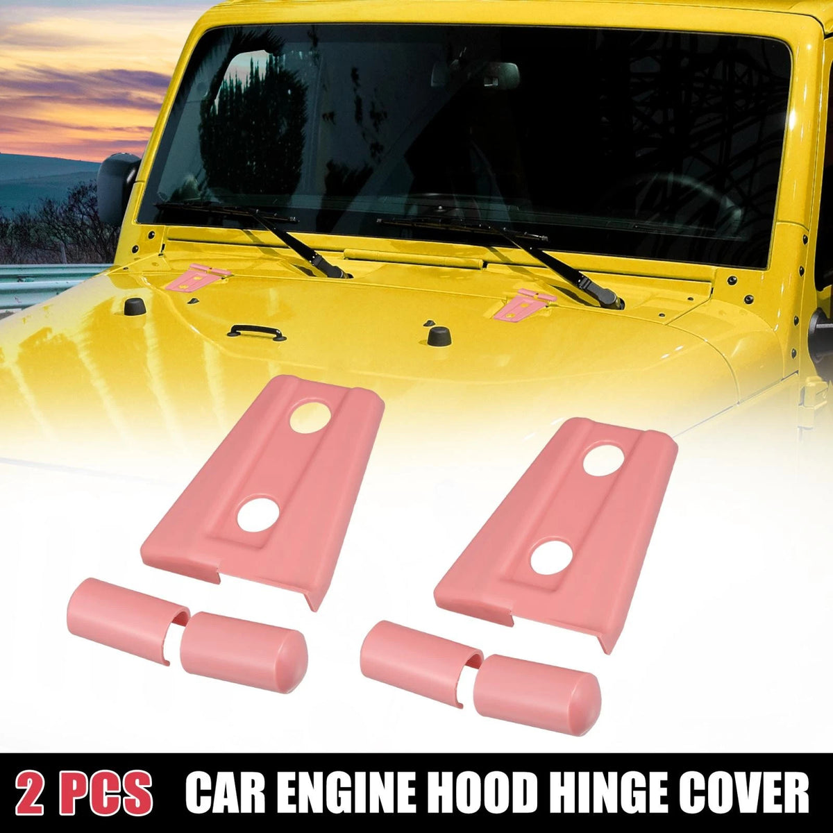 2pcs Engine Hood Hinge Cover for Jeep Wrangler (2007–2018) Pink