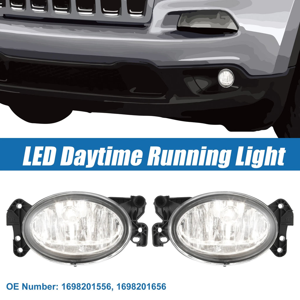 Driving Fog Lights 1 Pair Replacement for Mercedes Aluminum Plastic White (2013–2017)