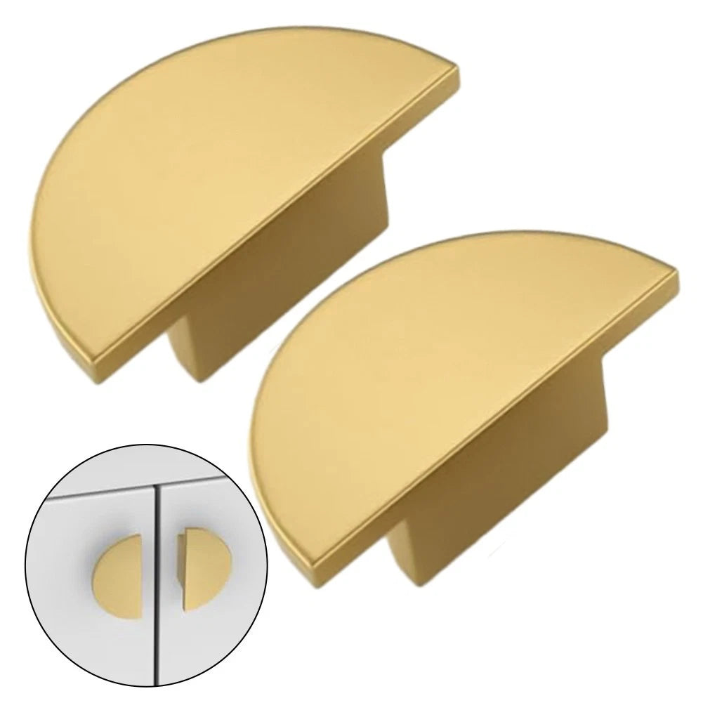 Set of 2 Modern Golden Drawer Pulls for Compact Design (Rustproof Brass)