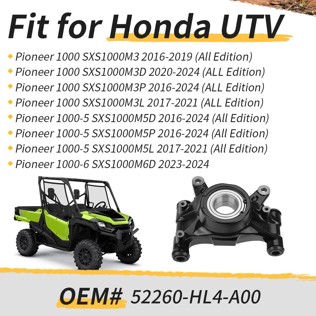 Left Rear Knuckle Kit for Honda Pioneer 1000 SXS1000M3 (2016–2024) #52260-HL4-A00