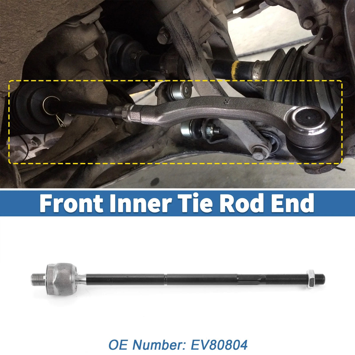 2pc Front Inner Tie Rod End Links Replacement for Ford Mustang (2005–2010)
