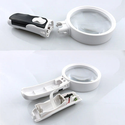 20X Illuminated Magnifying Glass with 2 LED Lights 90mm Lens Rubber Handle