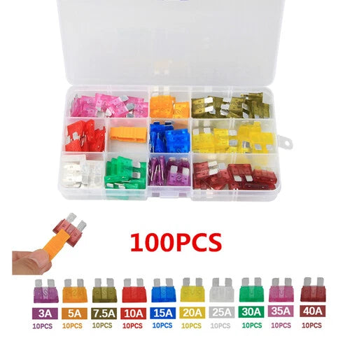 100Pcs Blade Fuse Assortment for Auto Truck (Universal)