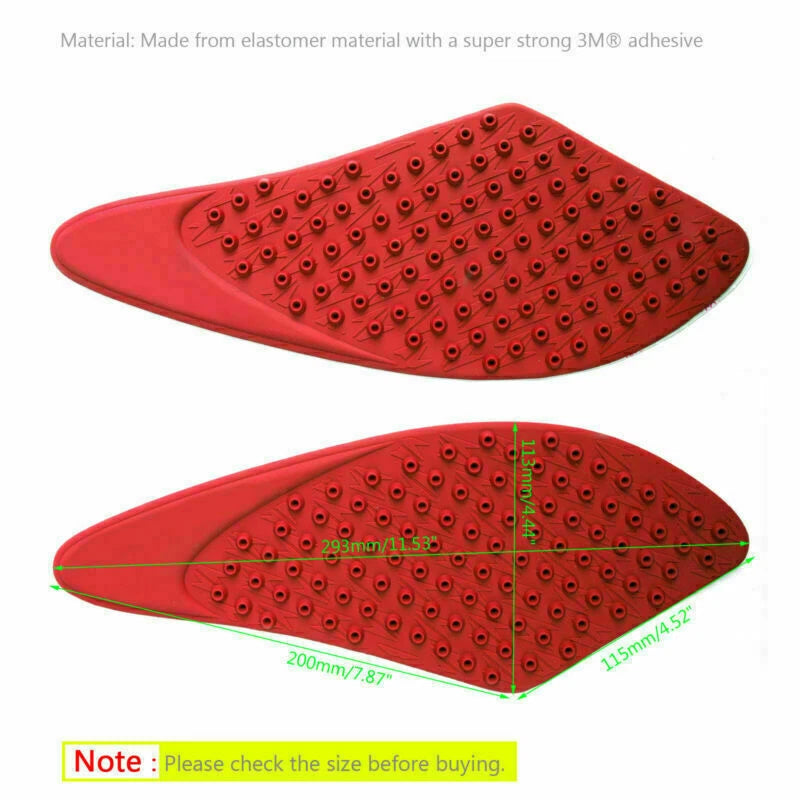 Red Traction Tank Side Pad Gas Knee Grips for Kawasaki ZX6R (2007–2008) T9