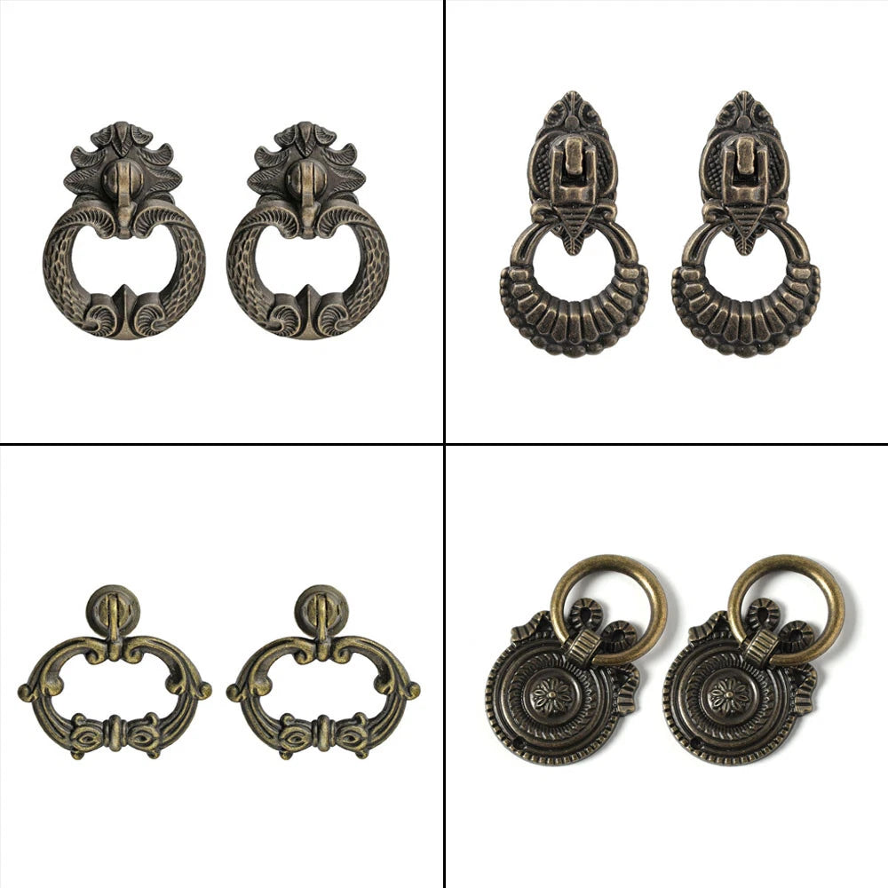 Set of 10 Antique Drop Ring Handles for Kitchen Cupboard Drawer Pulls