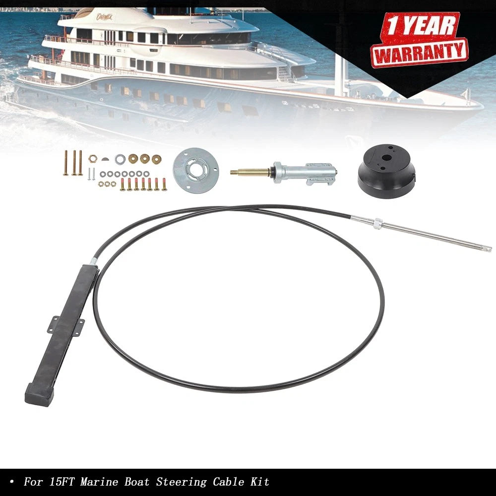 Marine Steering System Cable Kit 15FT for Back Mount Rack-and-Pinion (SS14115)
