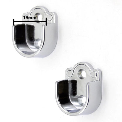 Clothes Tube Support Rod Socket for Wall Mount (Silver Round End)