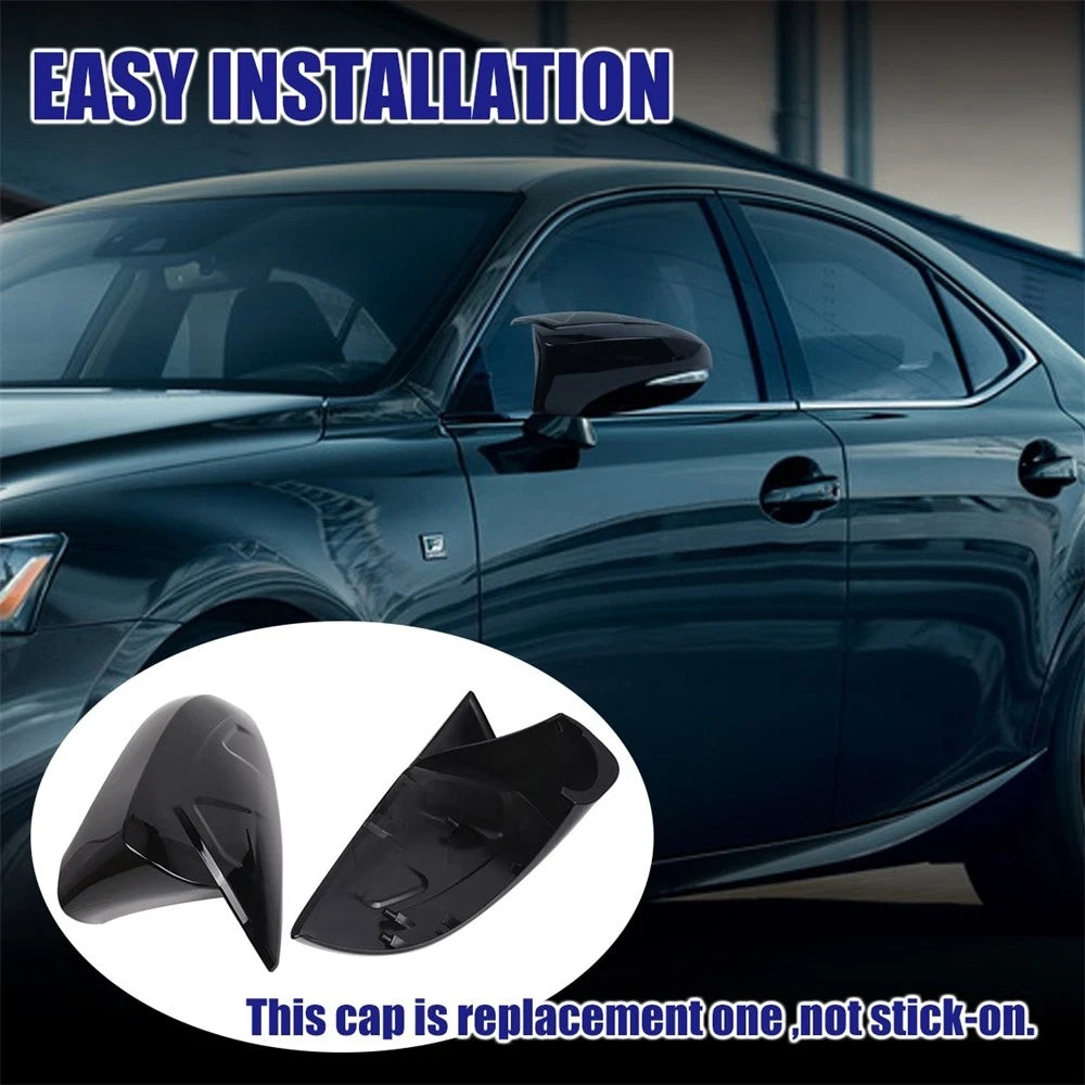 1 Pair Glossy Black Rearview Mirror Cover Caps for Lexus IS GS LS ES RC CT (2009–2022)