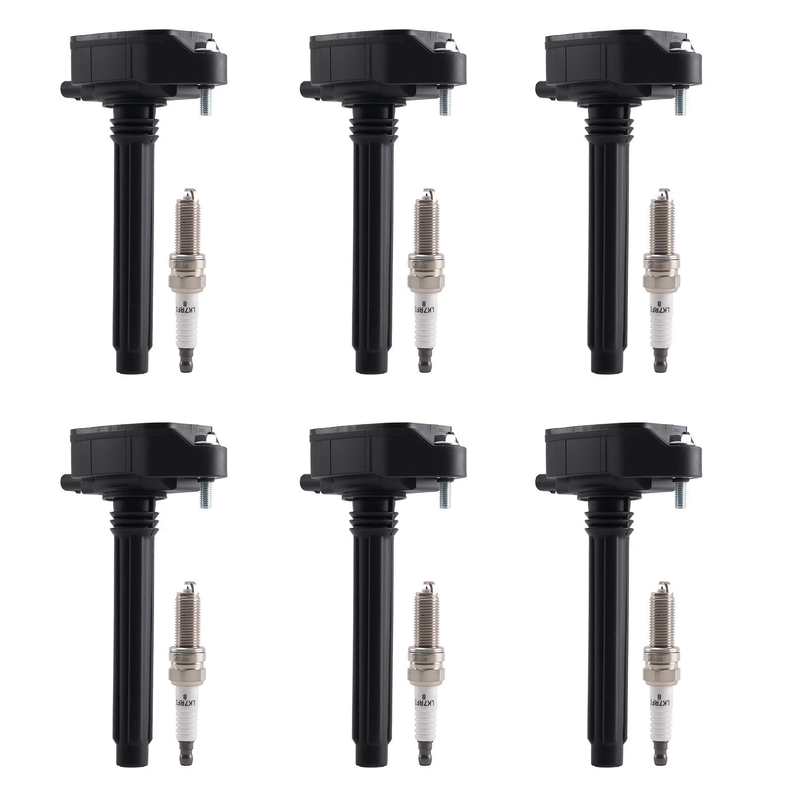 Ignition Coil Pack & Iridium Spark Plug Set of 6 for Chrysler Pacifica (2017–2023)