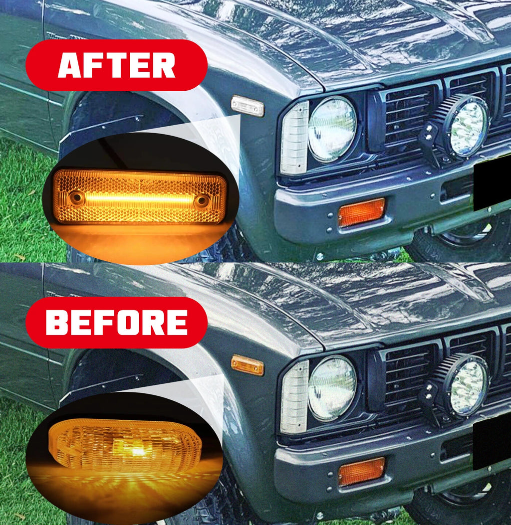 2X Clear Amber LED Front Bumper Side Marker Light for Toyota Land Cruiser Pickup
