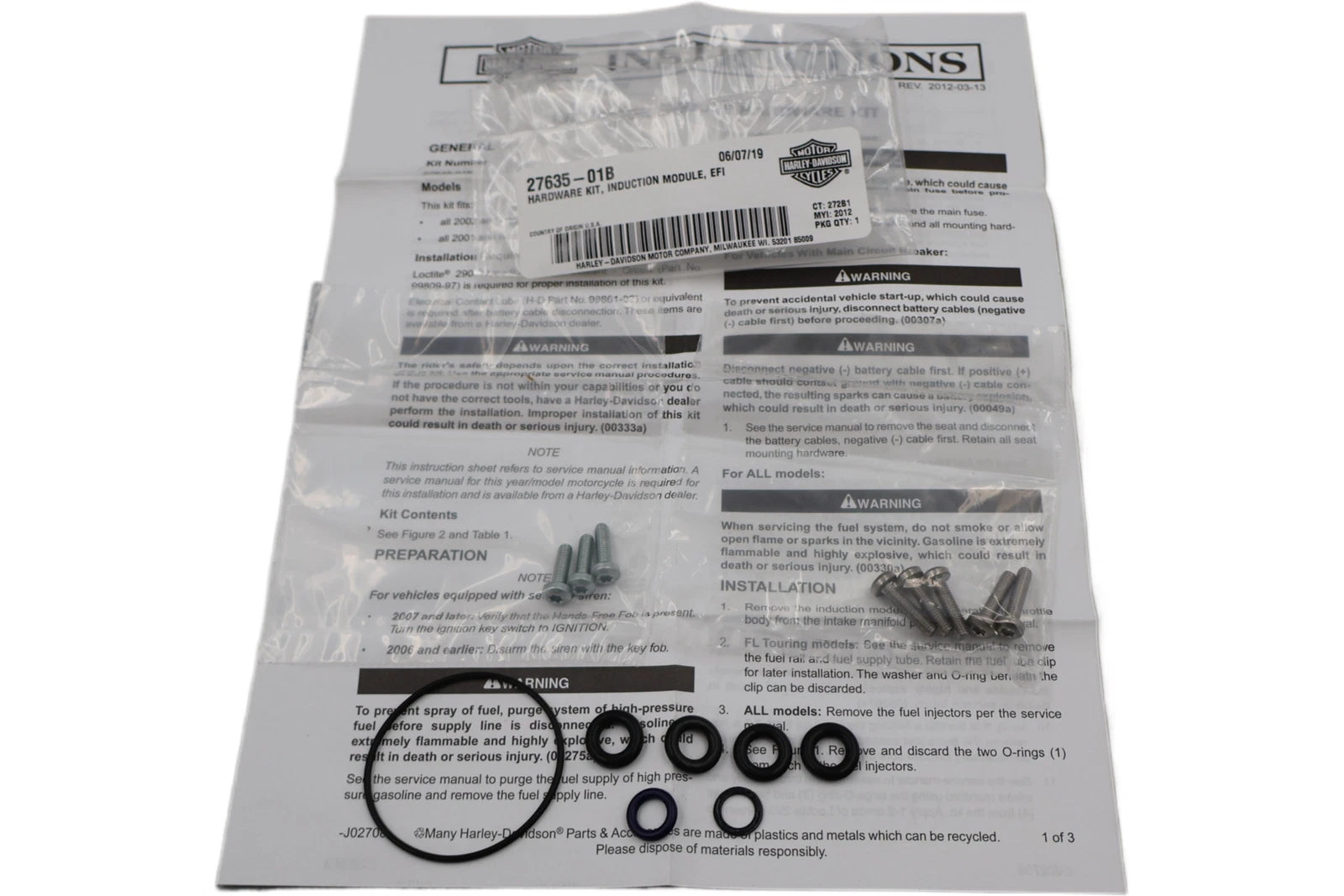 Induction Module Hardware Kit for Harley-Davidson (2001–2005) 27635-01B
