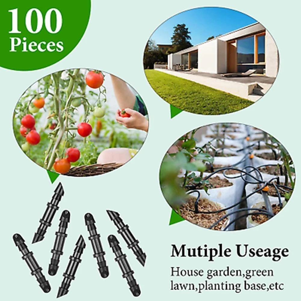 100 Pieces 1/4 Inch Barbed Connectors for Drip Irrigation