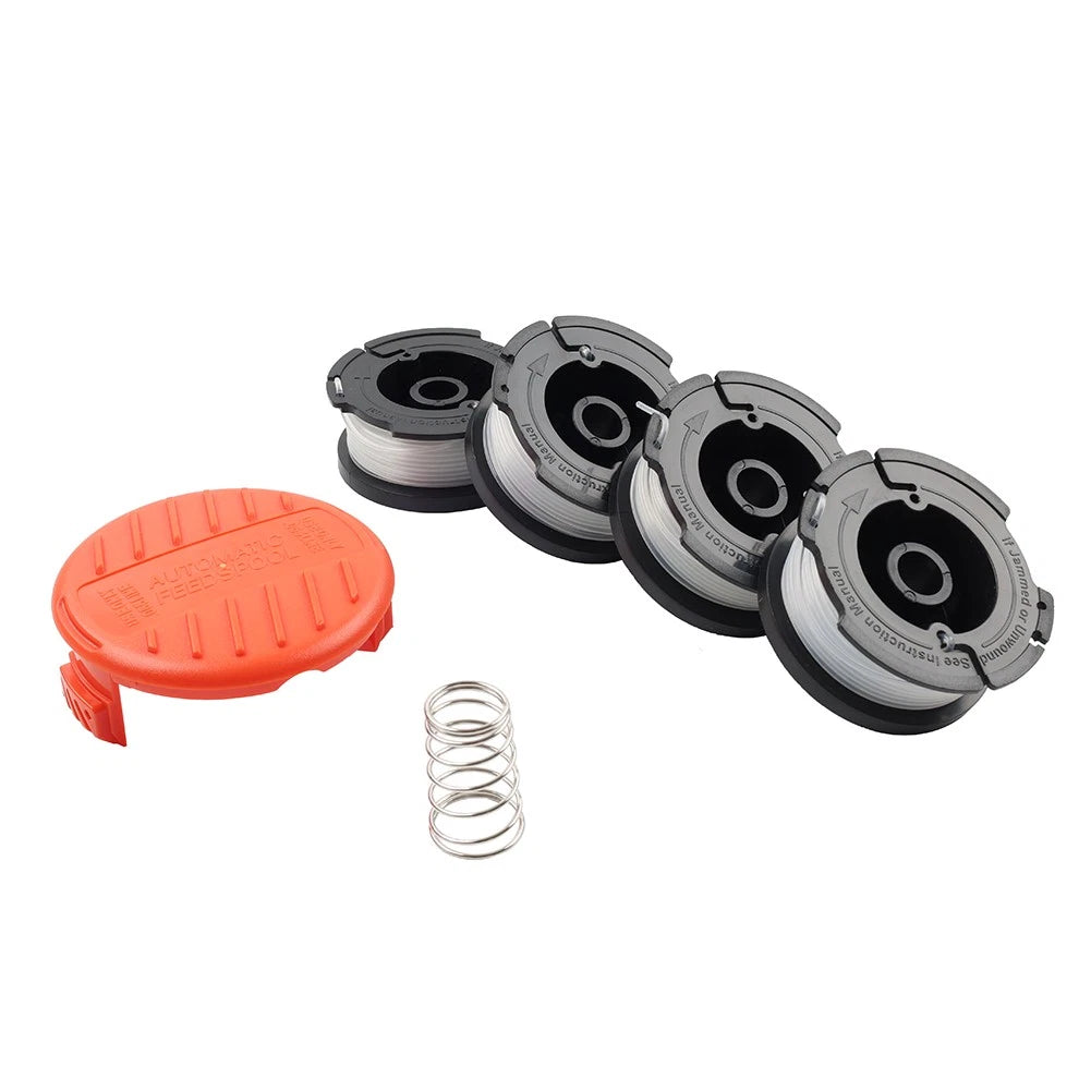4X Strimmer Line Spool w/ Cap & Spring for Black Decker Trimmer (AF100)