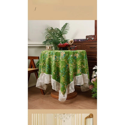 Vintage Floral Polyester Tablecloth for Rectangular/Square Tables