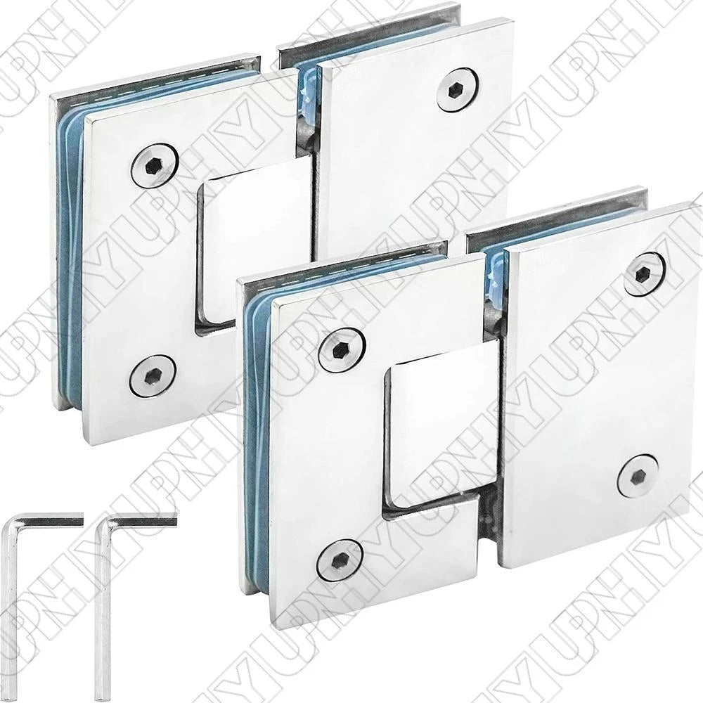 2X 180° Stainless Steel Shower Screen Hinges for Frameless Doors