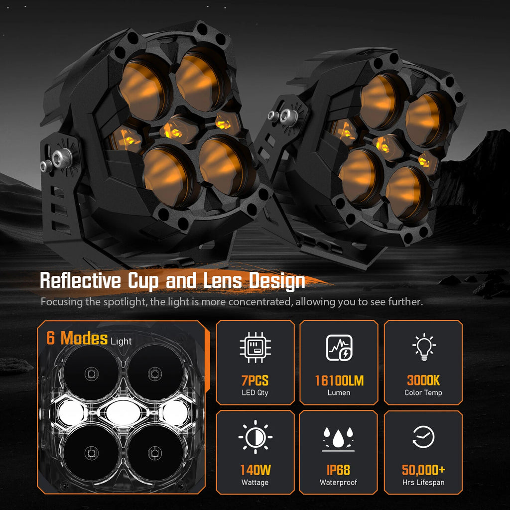 2X LED Pod Off Road Lights for SUV UTV (2010–2023)