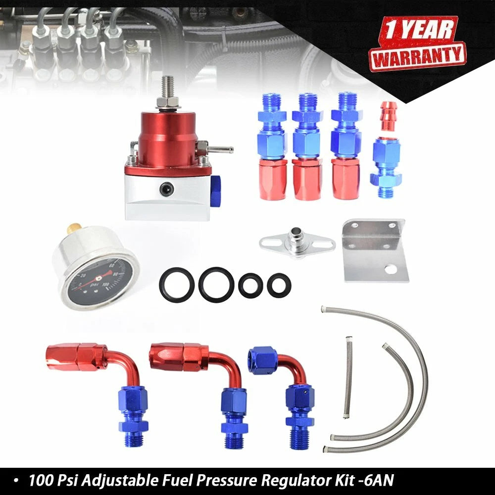 Adjustable Fuel Pressure Regulator Kit for Universal Vehicles (0-100psi)