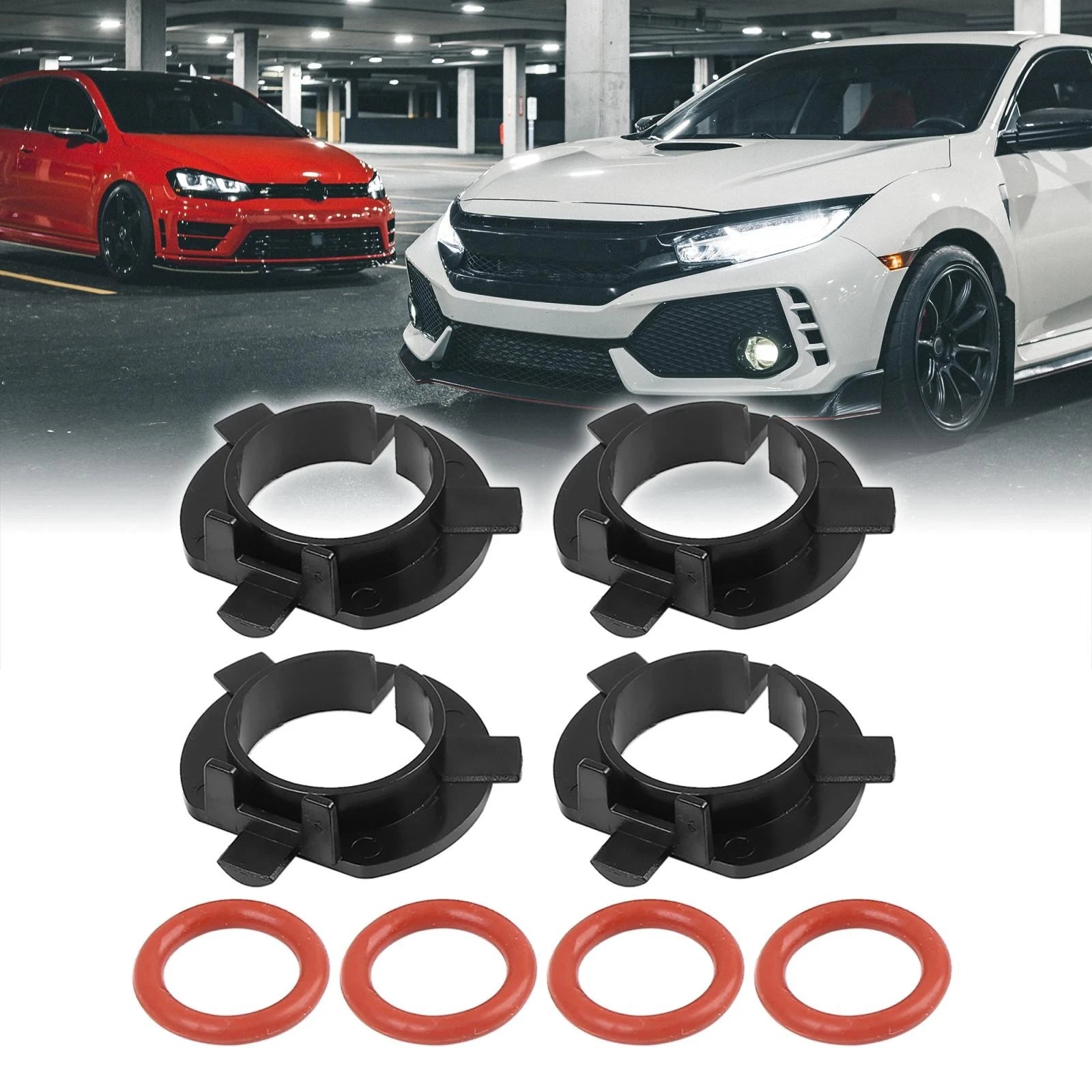 LED Headlight Adapter Retainer Holder Kit for Hyundai Santa Fe (4pcs) (2019–2022)