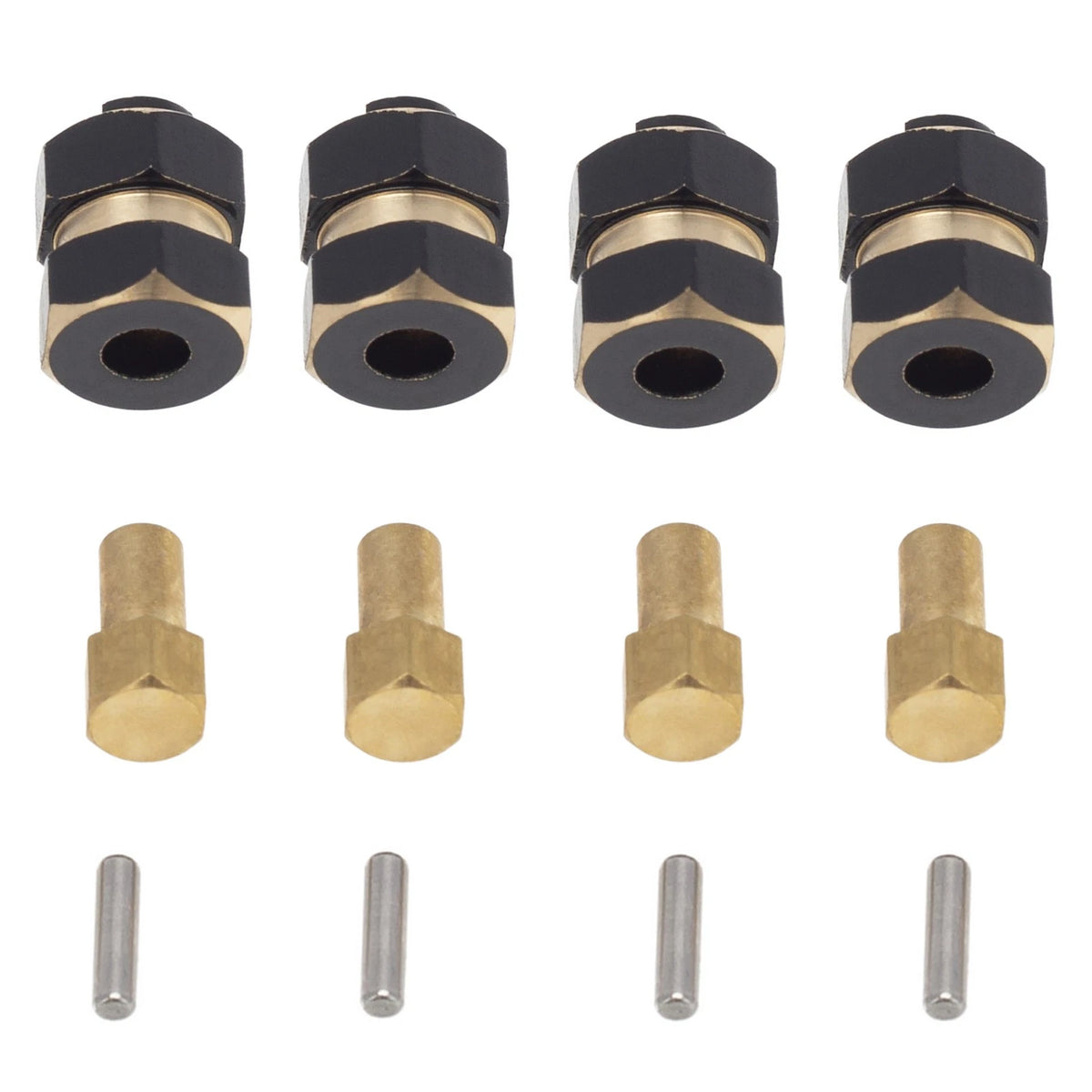 Brass Hex Wheel Hubs Adapter Extender & Nuts for Axial SCX24 (2020–2023)