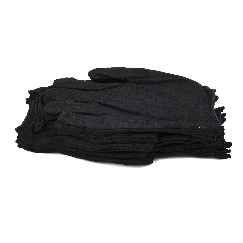 12 Pairs Cotton Work Gloves Black Large