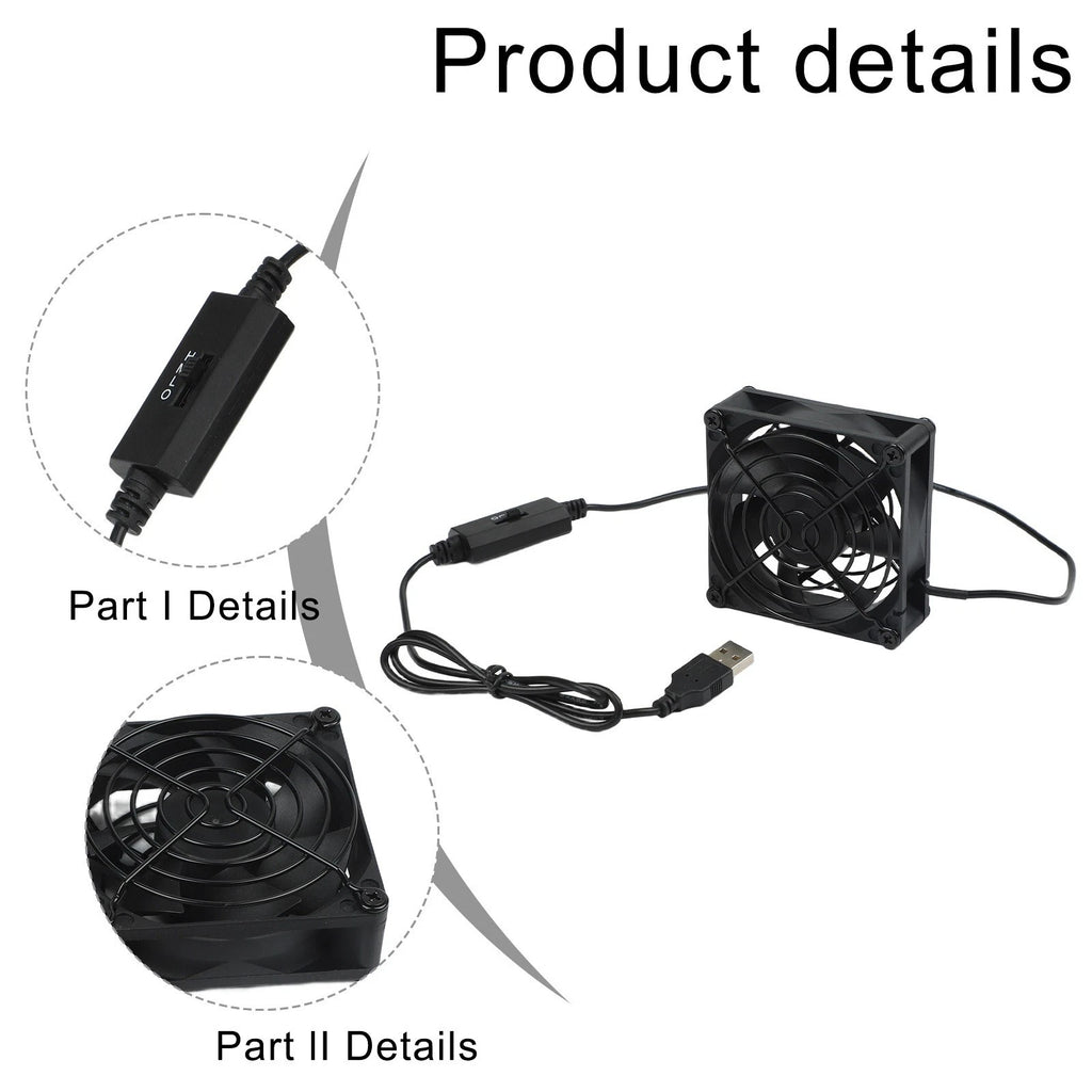 USB Fan 5V with 3 Speeds for Routers, Laptops, Computers
