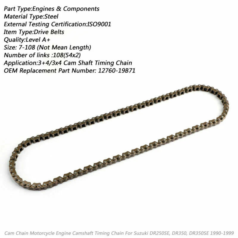 Timing Cam Chain 108L for Suzuki AN250 DR250 DR350 LTF400 LTF300 (1990–2023) 12760-19B71 T9