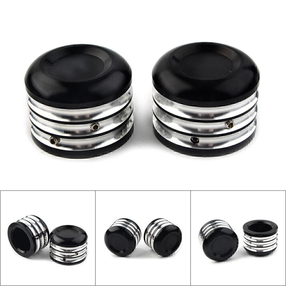 2pc CNC Front Axle Cap Nut Cover for Harley Dyna Electra Glide Sportster Black