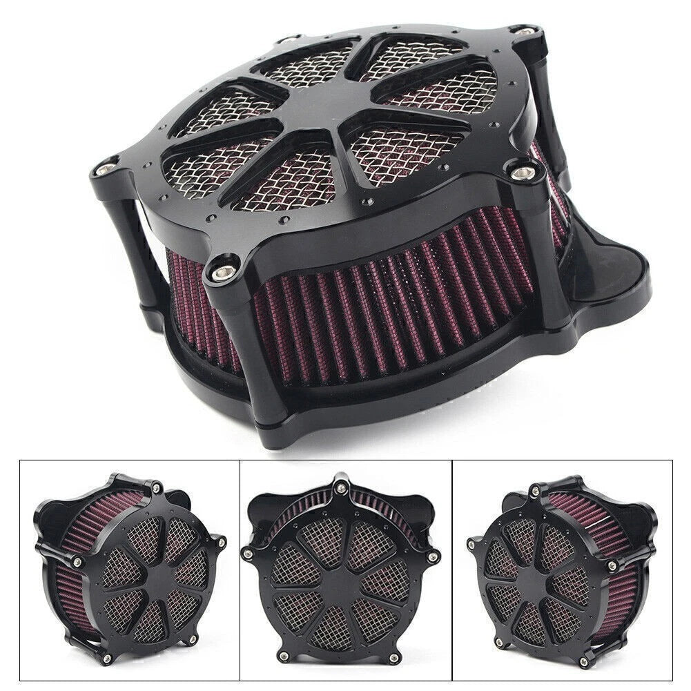 Turbine Spike Air Intake Filter Cleaner For Harley Road Glide FLTR 2008-16 Black