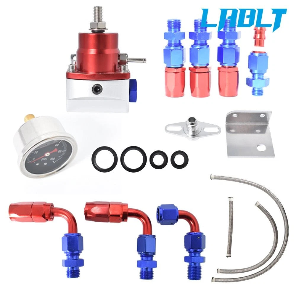 Adjustable Fuel Pressure Regulator Kit with 100psi Gauge AN6 for