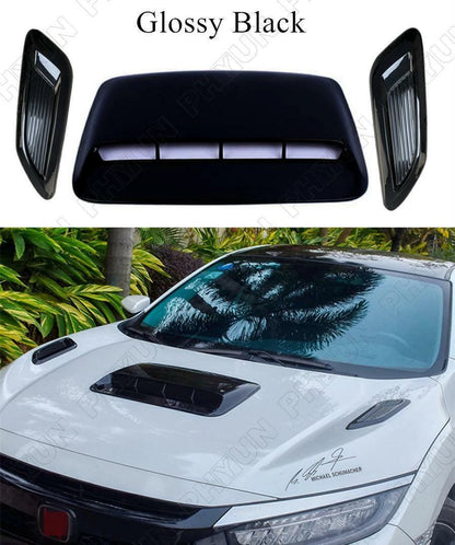 3Pcs Universal Hood Scoop Air Vent Covers Gloss Black ABS
