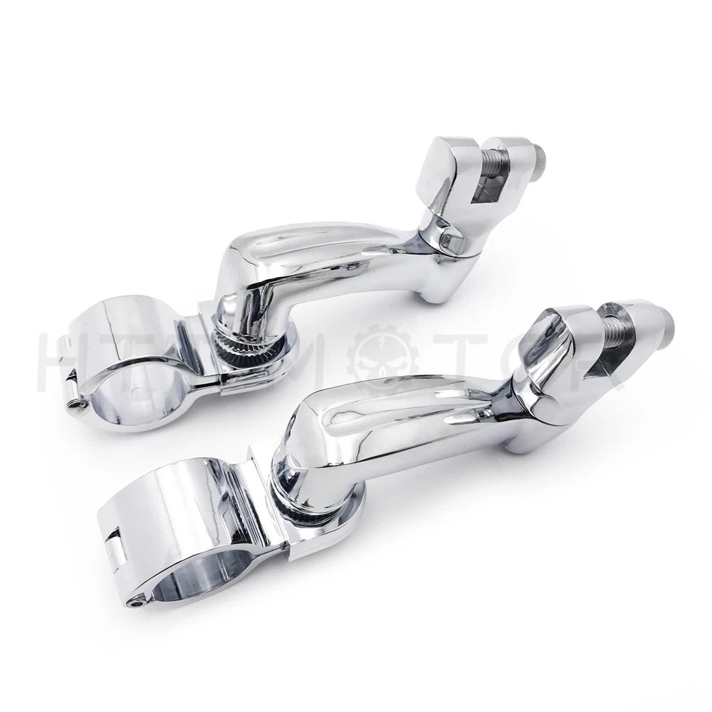 Chrome Foot Peg Mounts for Harley (1.25" Engine Guard)