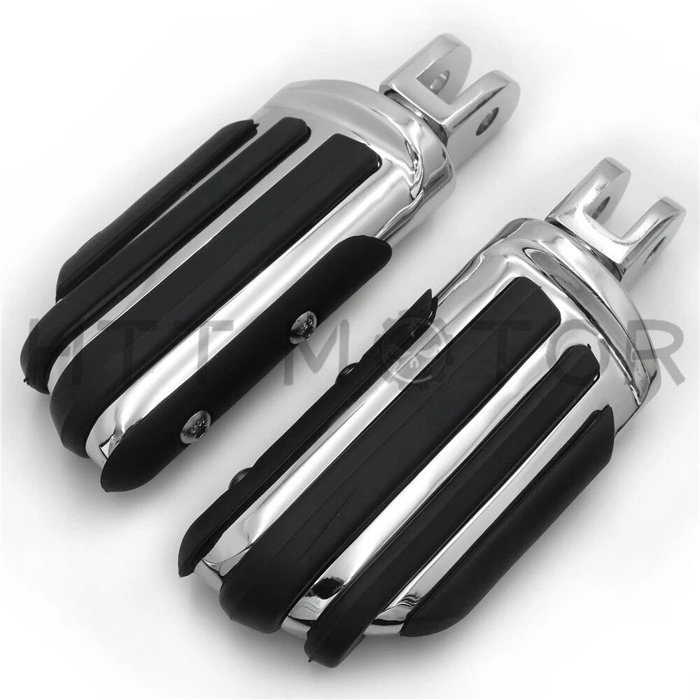 Chrome Rubber Pilot Footpeg Footrest for Harley FXBB FXBR FXBRS FXLR (2018–Present)