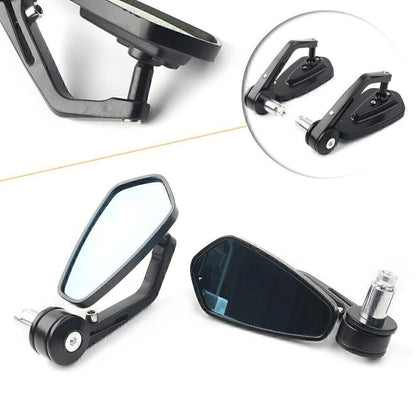2X 7/8" 22mm Black Handle Bar End Side Rearview Mirrors for Motorcycle