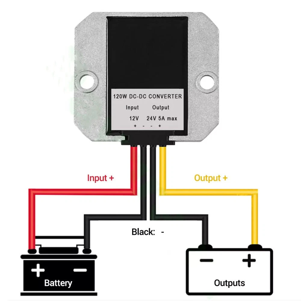 DC/DC Converter Regulator 12V to 24V 5A 120W for Golf Cart