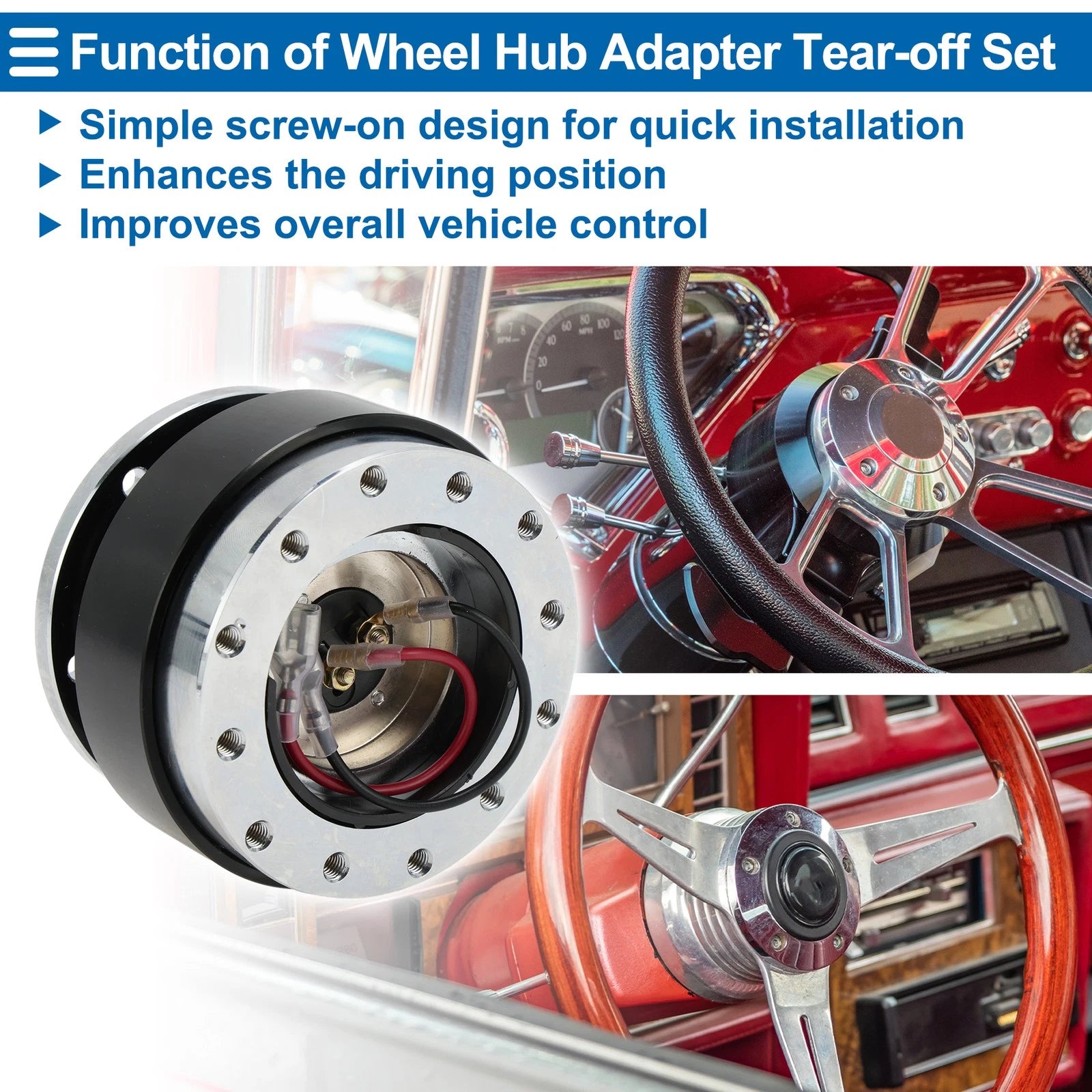 Steering Wheel Quick Release Hub Adapter for Universal 12 Hole Wheels