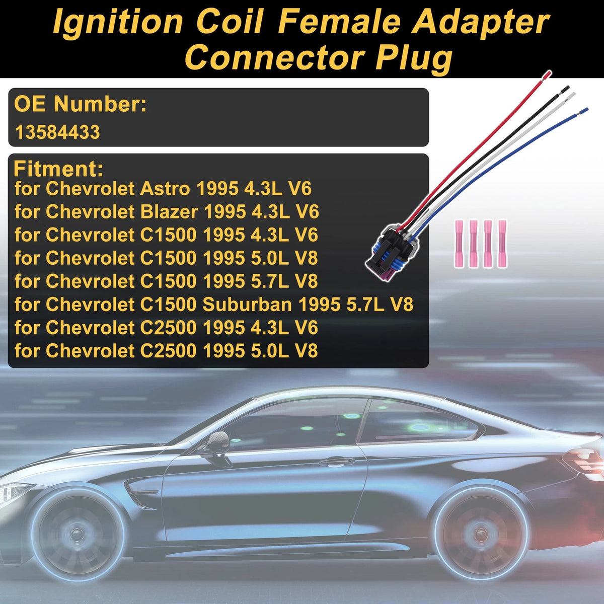 Set of 4 Pin Connector Plug for Chevrolet Astro (1995) No. 13584433