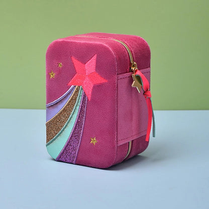 Jewelry Storage Box for Rings and Necklaces (Embroidered Design)