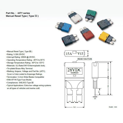 Circuit Breaker Blade Fuse for Marine 12V/24V (5A-30A)