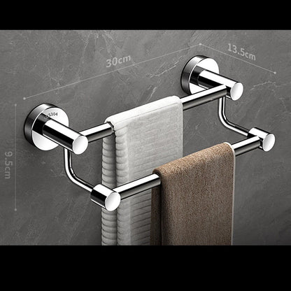 Stainless Steel Double Towel Rack for Bathroom No Drill Fit