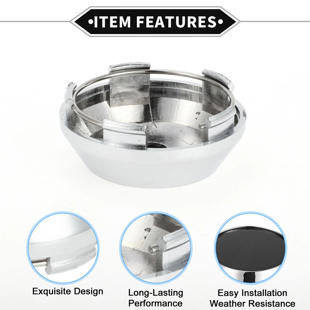 Set of 4 Wheel Hub Center Caps for 65mm ABS Silver Black