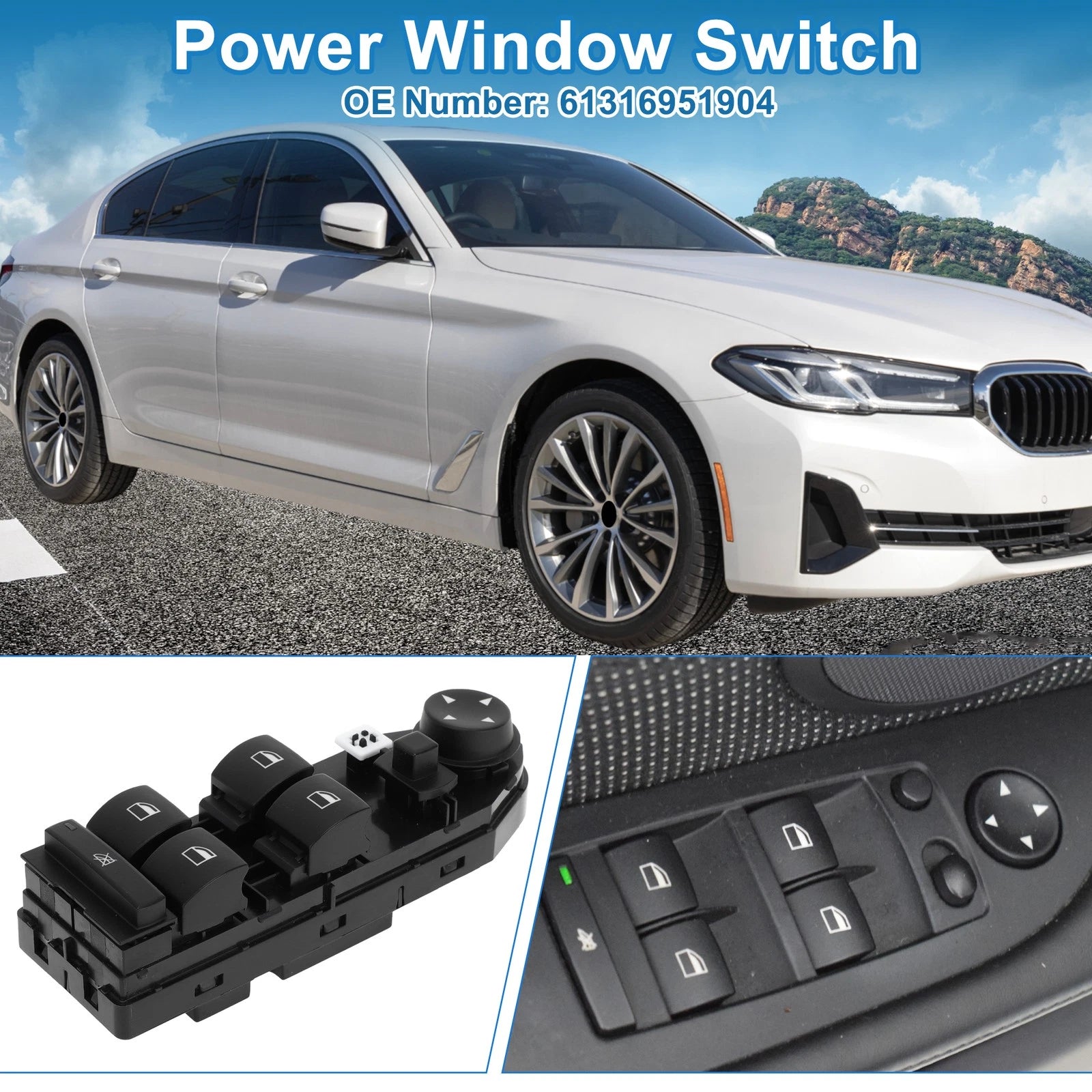 Power Window Switch for BMW 525i 2004–2005 Front Left